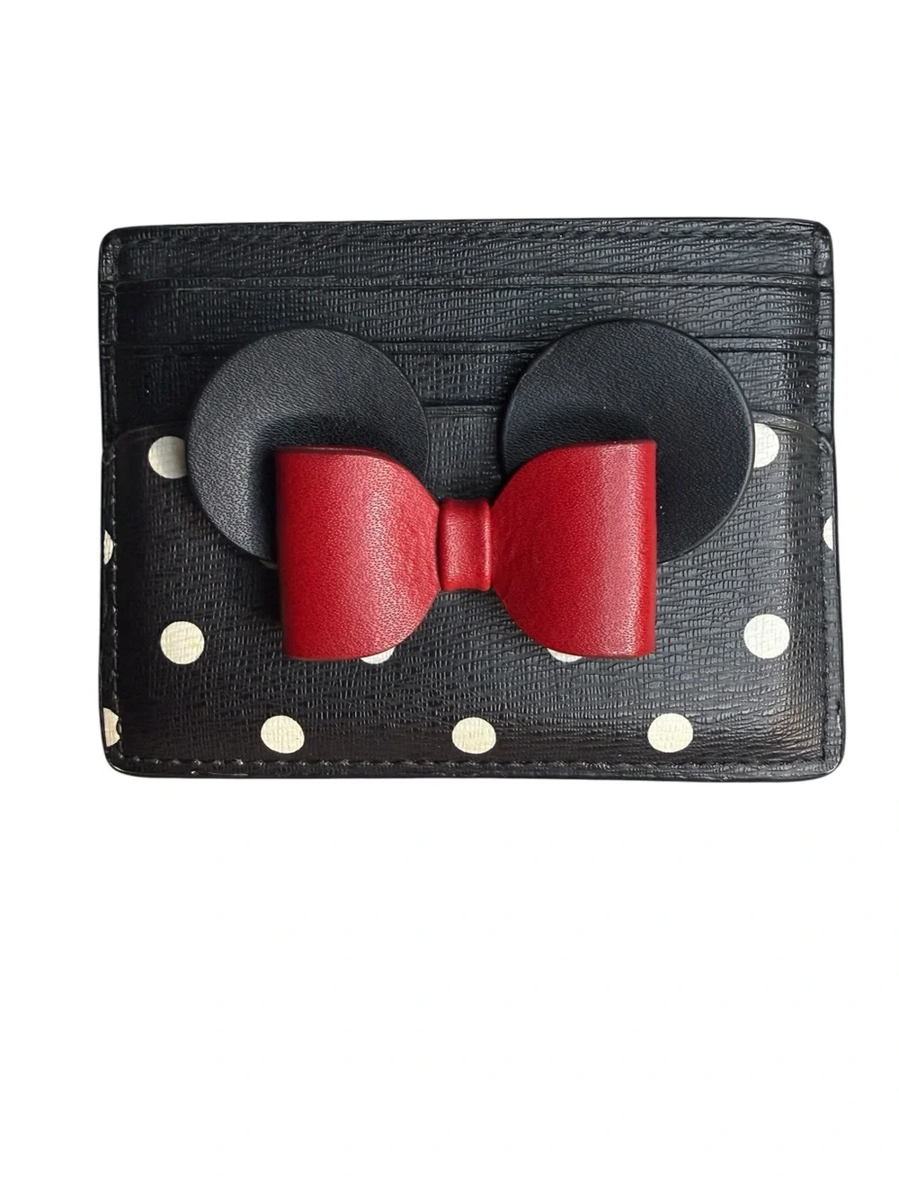 KATE SPADE new york Disney Minnie Mouse Polka Dot Card Wallet Card Case Red Bow